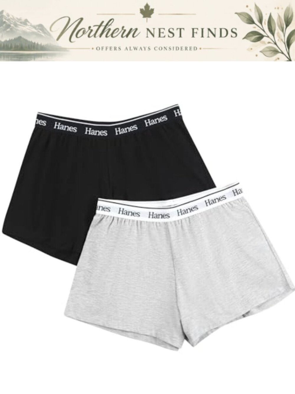Hanes 2-Pack Women's Sleep Lounge Shorts Soft Stretch Waist Pajama Bottoms